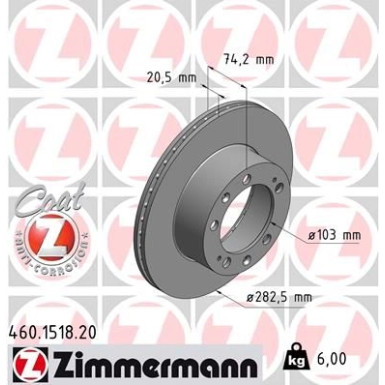 Zimmermann Bremsscheibe Coat Z 460.1518.20