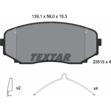 Textar Bremsbelagsatz, Scheibenbremse 2351505 Textar Bremsbelagsatz, Scheibenbremse 2351505