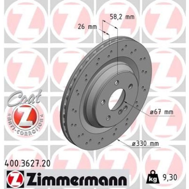 Zimmermann Bremsscheibe Coat Z 400.3627.20