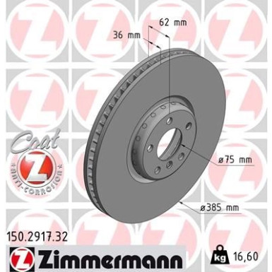 Zimmermann Bremsscheibe FORMULA F 150.2917.32
