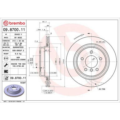 Brembo Bremsscheibe PRIME LINE - UV Coated 09.8700.11 Brembo Bremsscheibe PRIME LINE - UV Coated 09.8700.11