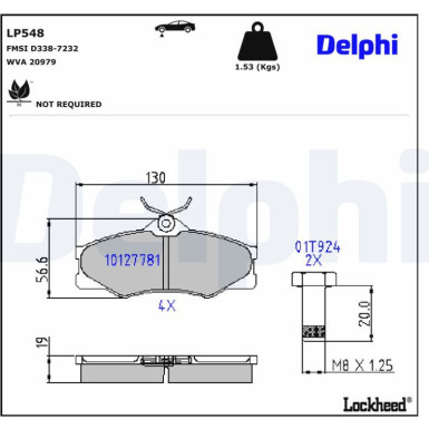 Delphi Bremsbelagsatz, Scheibenbremse LP548 Delphi Bremsbelagsatz, Scheibenbremse LP548