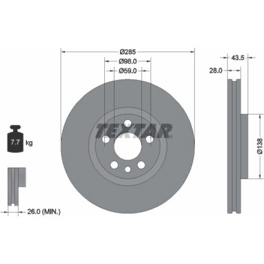 Textar Bremsscheibe PRO 92115003 Textar Bremsscheibe PRO 92115003
