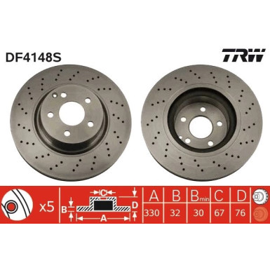 Bremsscheibe TRW SINGLE DF4148S Bremsscheibe TRW SINGLE DF4148S