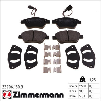 Zimmermann Bremsbelagsatz, Scheibenbremse 23706.180.3
