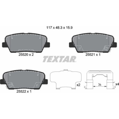Textar Bremsbelagsatz, Scheibenbremse Q+ 2552003 Textar Bremsbelagsatz, Scheibenbremse Q+ 2552003