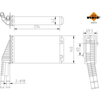 NRF Wärmetauscher, Innenraumheizung EASY FIT 54374
