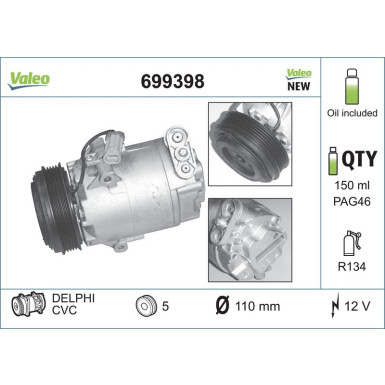 Valeo Kompressor, Klimaanlage VALEO CORE-FLEX 699398