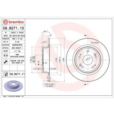 Brembo Bremsscheibe PRIME LINE - UV Coated 08.B271.11 Brembo Bremsscheibe PRIME LINE - UV Coated 08.B271.11