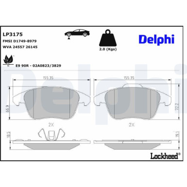 Delphi Bremsbelagsatz, Scheibenbremse LP3175