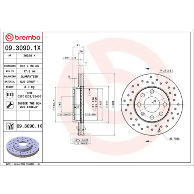Bremsscheibe 09.3090.1X Bremsscheibe 09.3090.1X