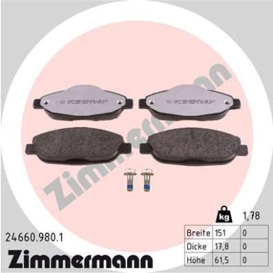 Bremsbelagsatz, Scheibenbremse 24660.980.1 Bremsbelagsatz, Scheibenbremse 24660.980.1
