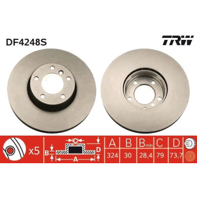 Bremsscheibe TRW SINGLE DF4248S