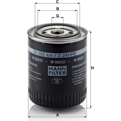 Ölfilter W 930/21 Ölfilter W 930/21