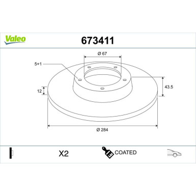 Valeo Bremsscheibe COATED 673411 Valeo Bremsscheibe COATED 673411