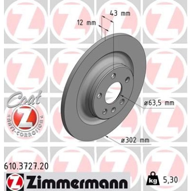Zimmermann Bremsscheibe Coat Z 610.3727.20