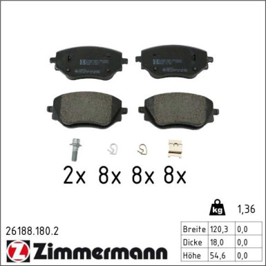 Zimmermann Bremsbelagsatz, Scheibenbremse 26188.180.2