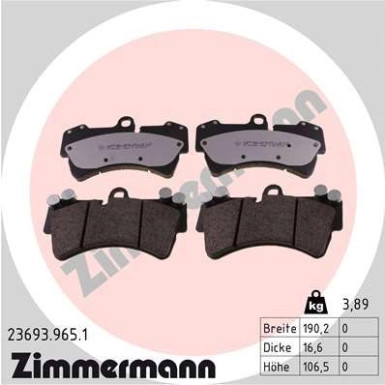 Bremsbelagsatz, Scheibenbremse 23693.965.1 Bremsbelagsatz, Scheibenbremse 23693.965.1