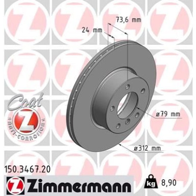 Zimmermann Bremsscheibe Coat Z 150.3467.20