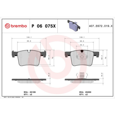 Brembo Bremsbelagsatz, Scheibenbremse XTRA LINE P 06 075X Brembo Bremsbelagsatz, Scheibenbremse XTRA LINE P 06 075X