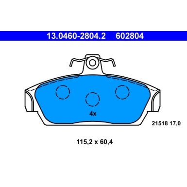 ATE Bremsbelagsatz, Scheibenbremse 13.0460-2804.2 ATE Bremsbelagsatz, Scheibenbremse 13.0460-2804.2