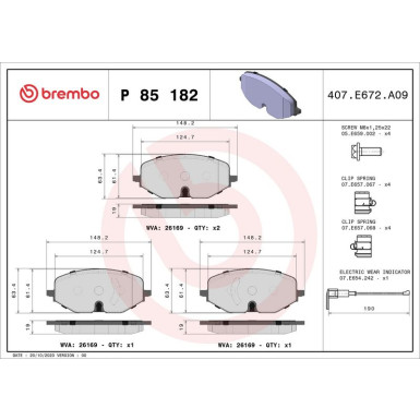 Bremsbelagsatz, Scheibenbremse P 85 182 Bremsbelagsatz, Scheibenbremse P 85 182
