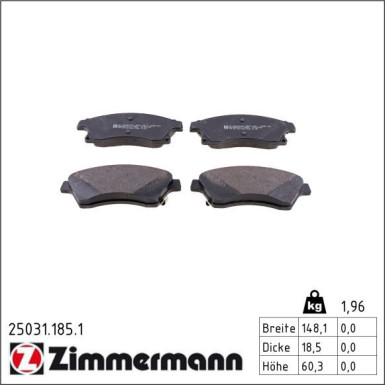 Bremsbelagsatz, Scheibenbremse 25031.185.1 Bremsbelagsatz, Scheibenbremse 25031.185.1