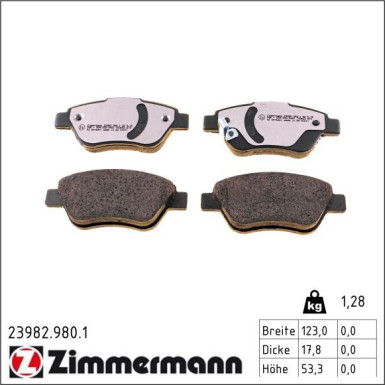 Bremsbelagsatz, Scheibenbremse 23982.980.1 Bremsbelagsatz, Scheibenbremse 23982.980.1