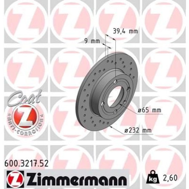 Zimmermann Bremsscheibe SPORT Z 600.3217.52 Zimmermann Bremsscheibe SPORT Z 600.3217.52