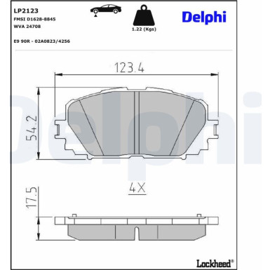Delphi Bremsbelagsatz, Scheibenbremse LP2123