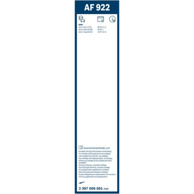BOSCH AF 922 Scheibenwischer Aerofit 3 397 009 091 BOSCH AF 922 Scheibenwischer Aerofit 3 397 009 091