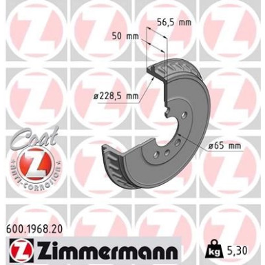 Zimmermann Bremstrommel Coat Z 600.1968.20
