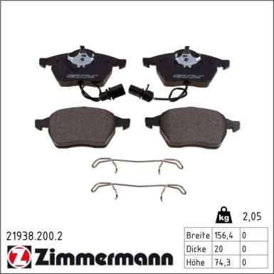 Zimmermann Bremsbelagsatz, Scheibenbremse 21938.200.2 Zimmermann Bremsbelagsatz, Scheibenbremse 21938.200.2