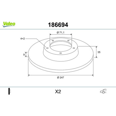 Valeo Bremsscheibe 186694