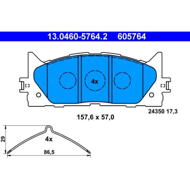 ATE Bremsbelagsatz, Scheibenbremse 13.0460-5764.2 ATE Bremsbelagsatz, Scheibenbremse 13.0460-5764.2