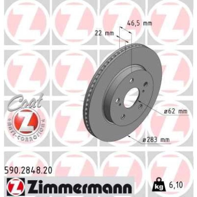 Zimmermann Bremsscheibe Coat Z 590.2848.20