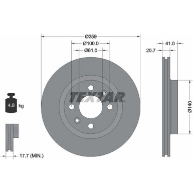 Textar Bremsscheibe PRO 92292103