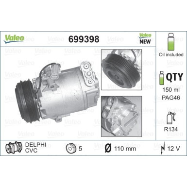 Valeo Kompressor, Klimaanlage VALEO CORE-FLEX 699398