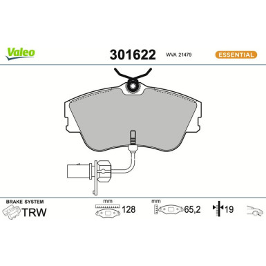 Valeo Bremsbelagsatz, Scheibenbremse ESSENTIAL 301622