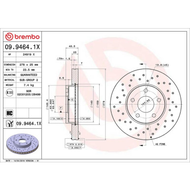 Bremsscheibe 09.9464.1X Bremsscheibe 09.9464.1X