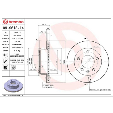 Brembo Bremsscheibe PRIME LINE 09.9618.14 Brembo Bremsscheibe PRIME LINE 09.9618.14