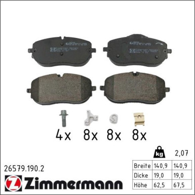 Zimmermann Bremsbelagsatz, Scheibenbremse 26579.190.2