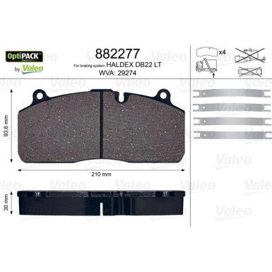 Valeo Bremsbelagsatz, Scheibenbremse OPTIPACK 882277