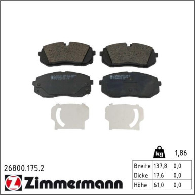 Zimmermann Bremsbelagsatz, Scheibenbremse 26800.175.2