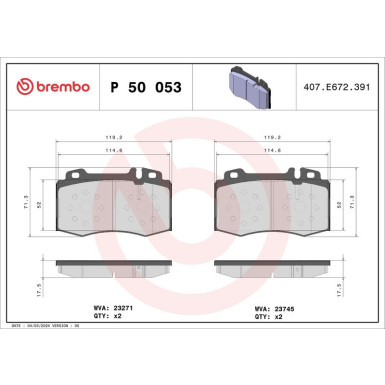 Brembo Bremsbelagsatz, Scheibenbremse PRIME LINE P 50 053 Brembo Bremsbelagsatz, Scheibenbremse PRIME LINE P 50 053