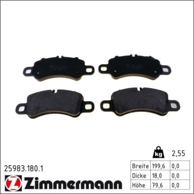 Zimmermann Bremsbelagsatz, Scheibenbremse 25983.180.1