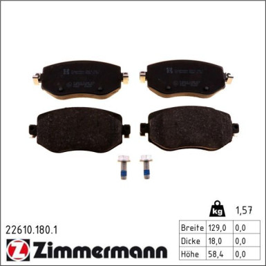 Zimmermann Bremsbelagsatz, Scheibenbremse 22610.180.1