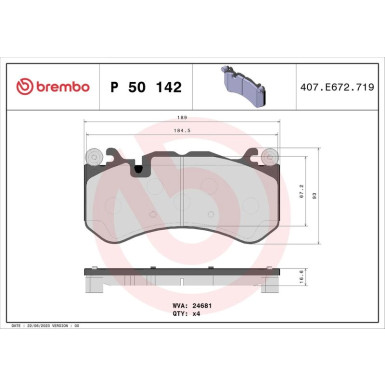 Brembo Bremsbelagsatz, Scheibenbremse PRIME LINE P 50 142 Brembo Bremsbelagsatz, Scheibenbremse PRIME LINE P 50 142