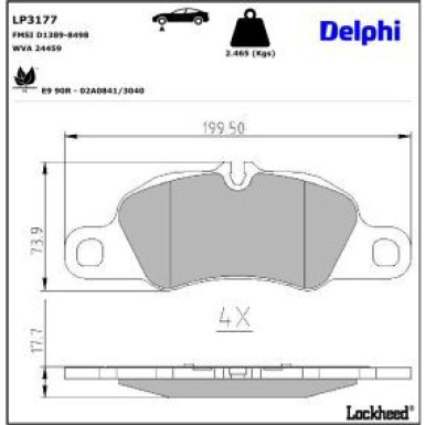Delphi Bremsbelagsatz, Scheibenbremse LP3177