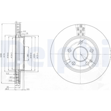 Delphi Bremsscheibe BG3909 Delphi Bremsscheibe BG3909